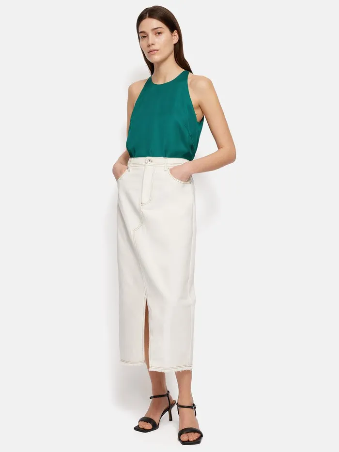 Shop Satin Sleeveless Top Green Jigsaw Shirts and Tops