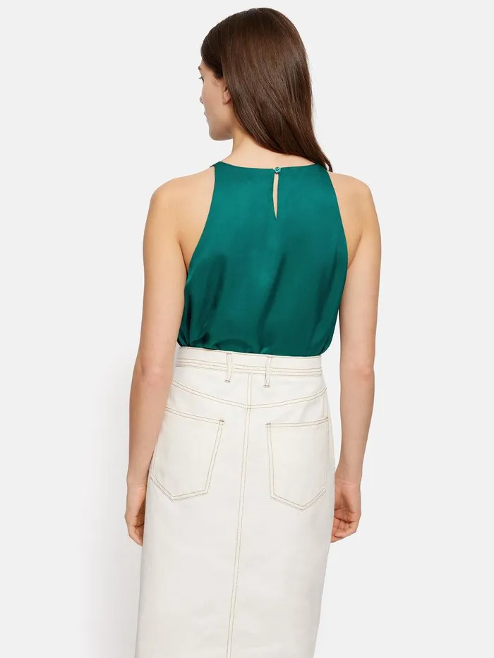 Shop Satin Sleeveless Top Green Jigsaw Shirts and Tops