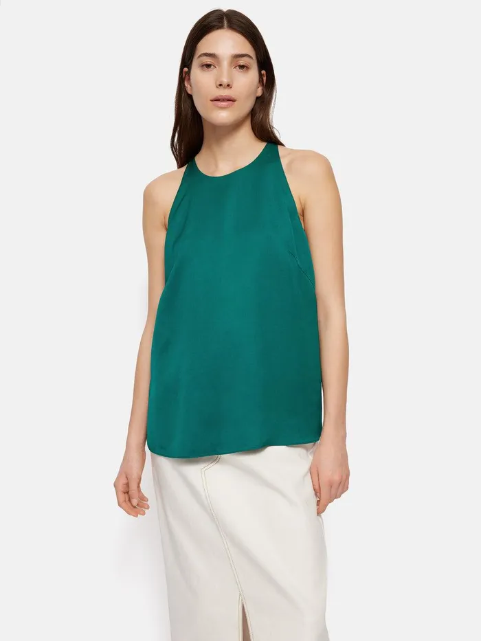 Shop Satin Sleeveless Top Green Jigsaw Shirts and Tops