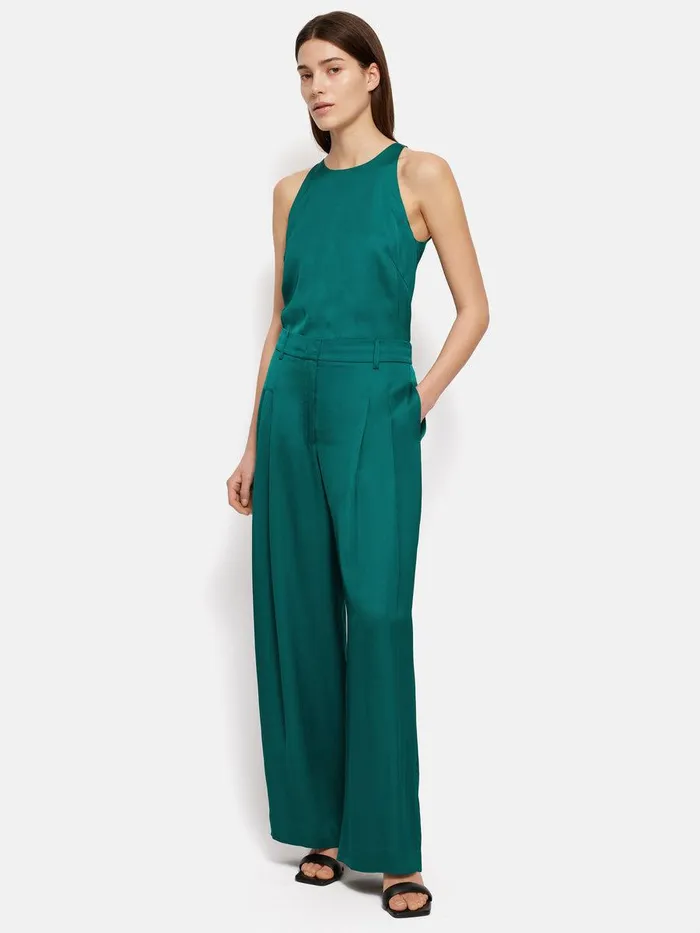 Shop Satin Sleeveless Top Green Jigsaw Shirts and Tops