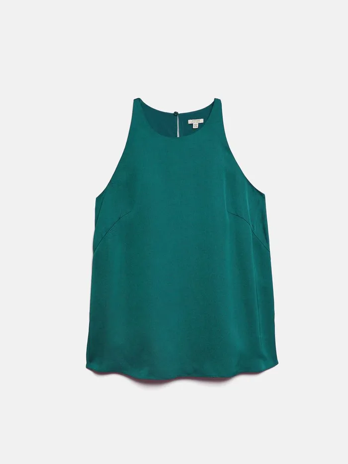 Shop Satin Sleeveless Top Green Jigsaw Shirts and Tops