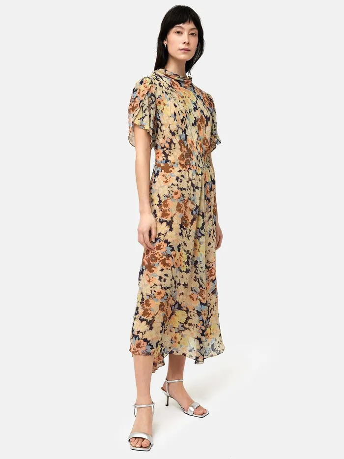 Shop Sheer Petal Crinkle Dress Peach Jigsaw Dresses and Jumpsuits