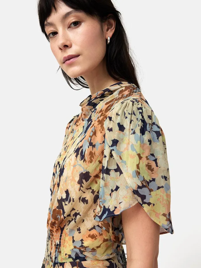 Shop Sheer Petal Crinkle Dress Peach Jigsaw Dresses and Jumpsuits