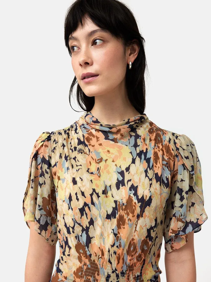 Shop Sheer Petal Crinkle Dress Peach Jigsaw Dresses and Jumpsuits