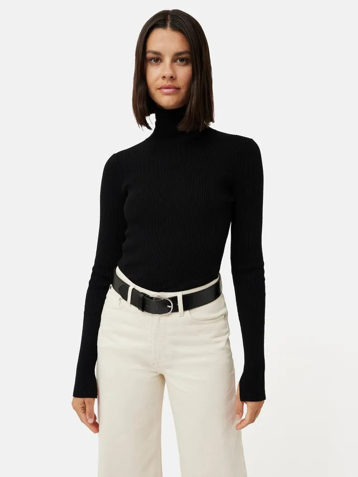 Shop Slash Back Polo Neck Jumper Black Jigsaw Knitwear and Cashmere