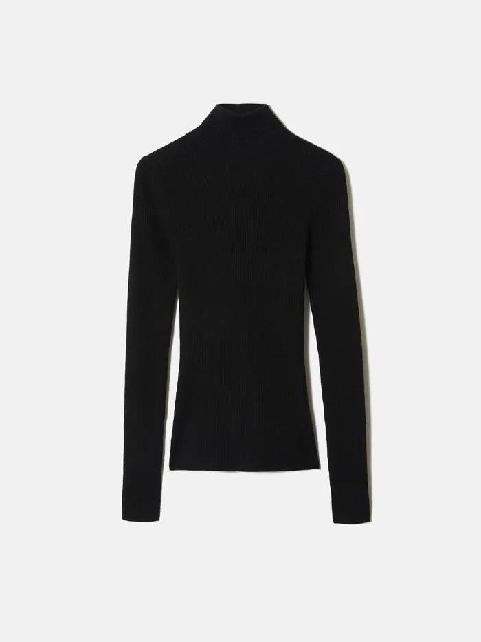 Shop Slash Back Polo Neck Jumper Black Jigsaw Knitwear and Cashmere
