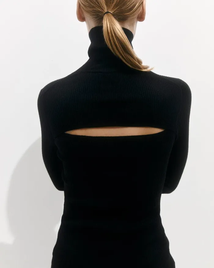 Shop Slash Back Polo Neck Jumper Black Jigsaw Knitwear and Cashmere