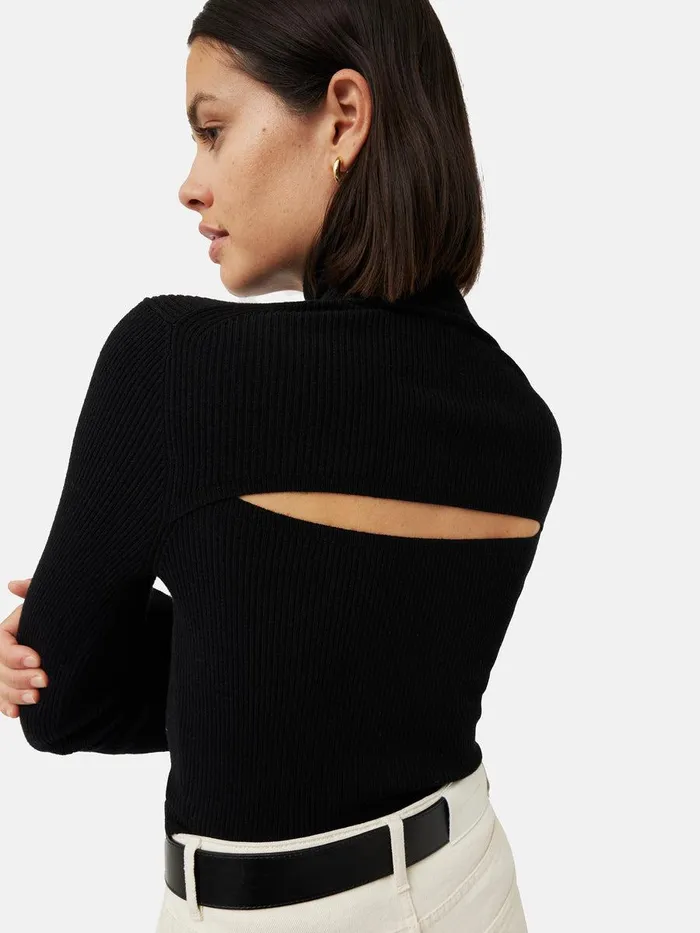 Shop Slash Back Polo Neck Jumper Black Jigsaw Knitwear and Cashmere