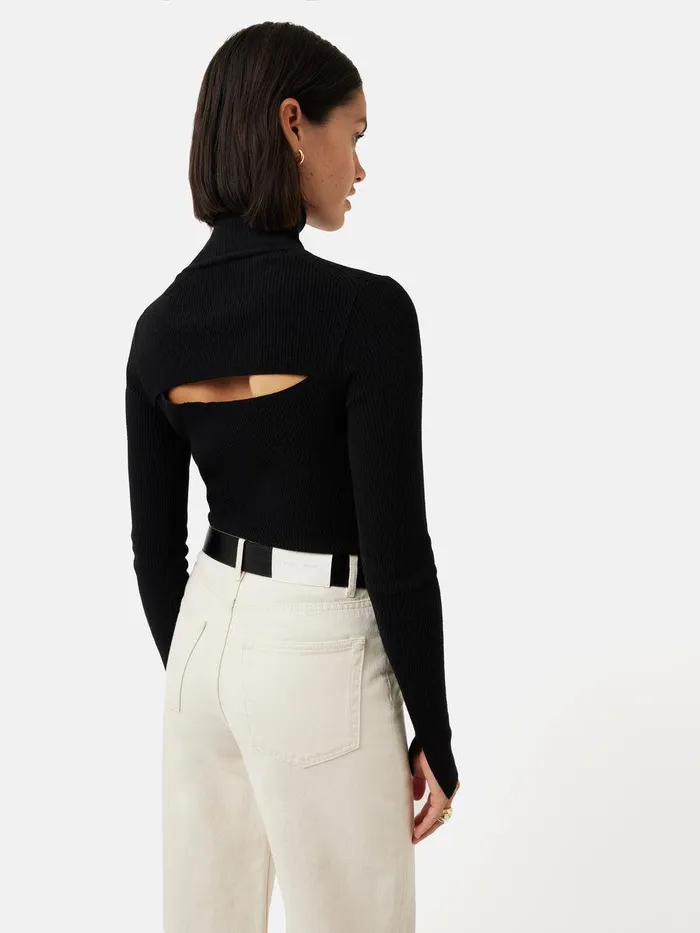 Shop Slash Back Polo Neck Jumper Black Jigsaw Knitwear and Cashmere