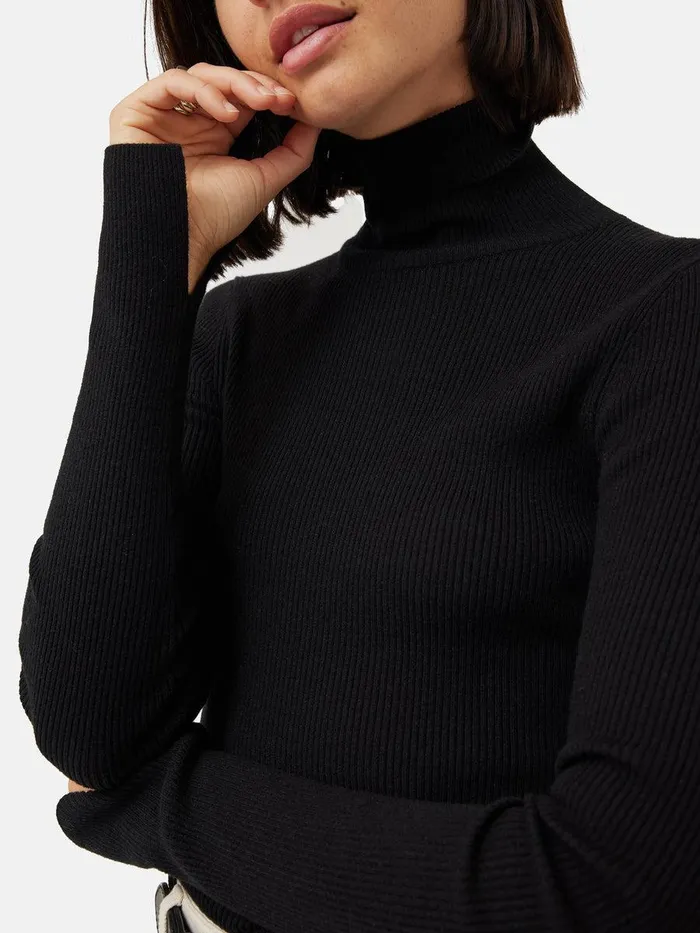 Shop Slash Back Polo Neck Jumper Black Jigsaw Knitwear and Cashmere
