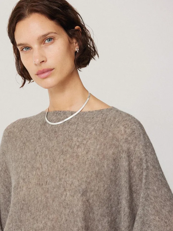 Shop Soft Gauzy Knit Poncho Jumper Taupe Jigsaw Knitwear and Cashmere