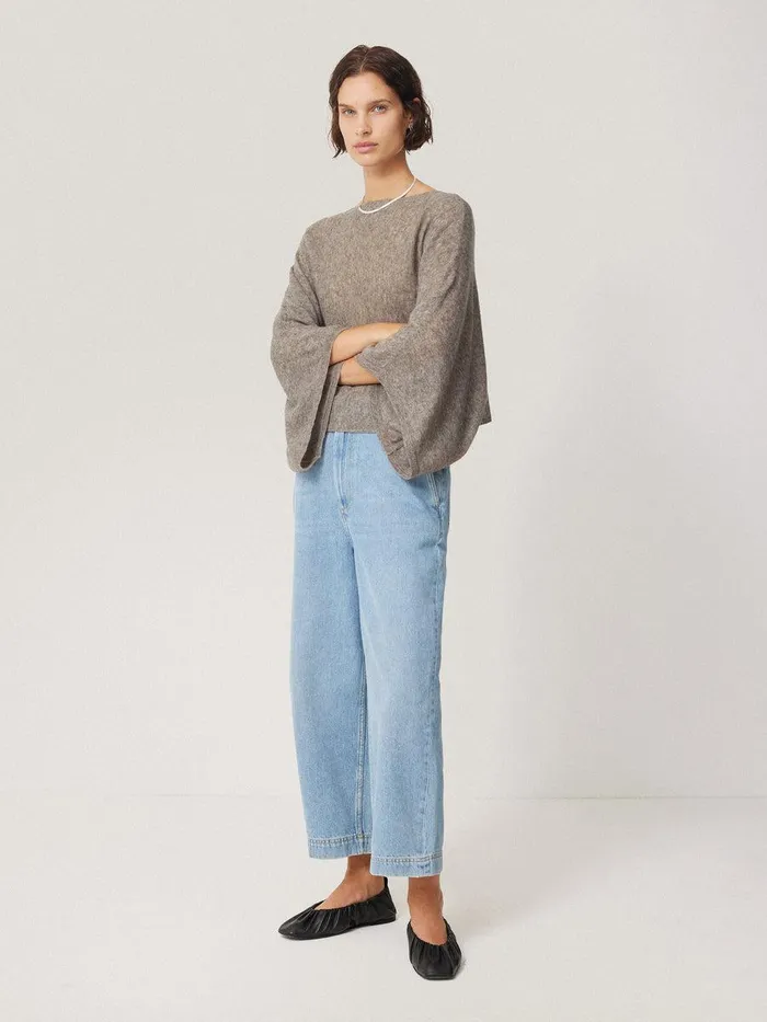 Shop Soft Gauzy Knit Poncho Jumper Taupe Jigsaw Knitwear and Cashmere