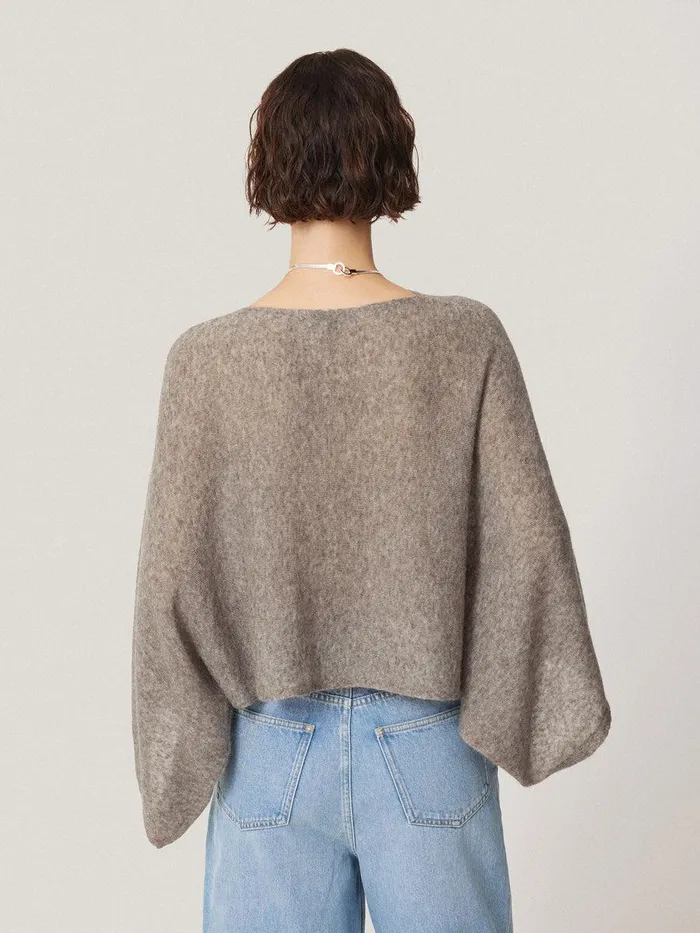 Shop Soft Gauzy Knit Poncho Jumper Taupe Jigsaw Knitwear and Cashmere