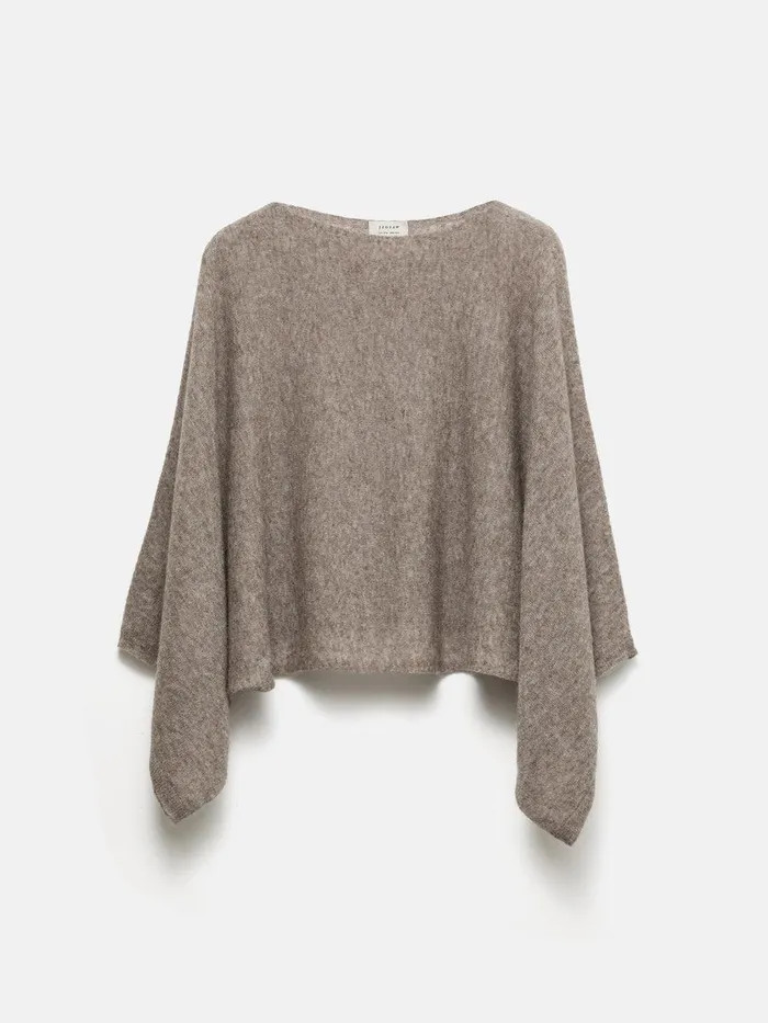 Shop Soft Gauzy Knit Poncho Jumper Taupe Jigsaw Knitwear and Cashmere