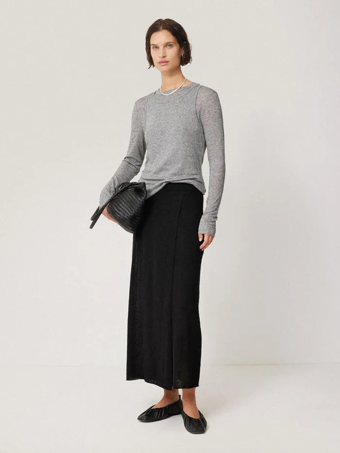 Shop Soft Gauzy Knit Skirt Black Jigsaw Coords