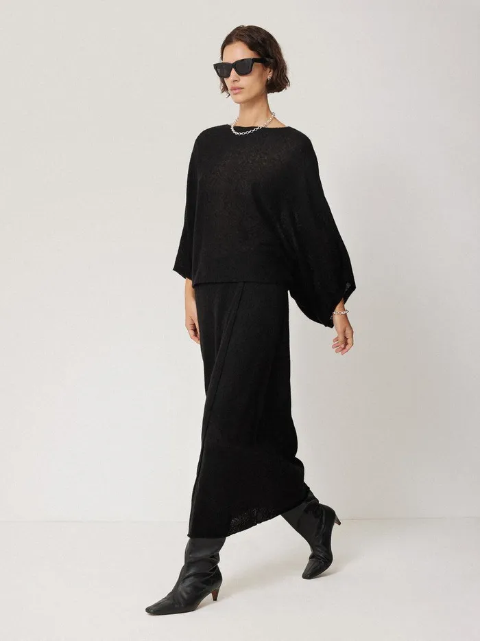 Shop Soft Gauzy Knit Skirt Black Jigsaw Coords