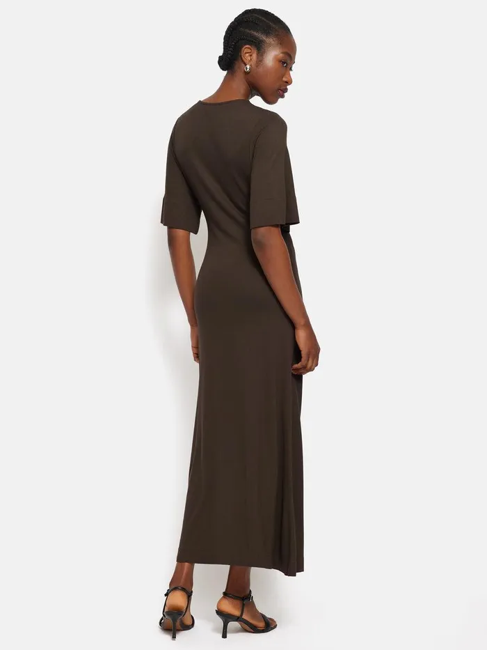 Shop Twist Front Dress Brown Jigsaw Dresses and Jumpsuits