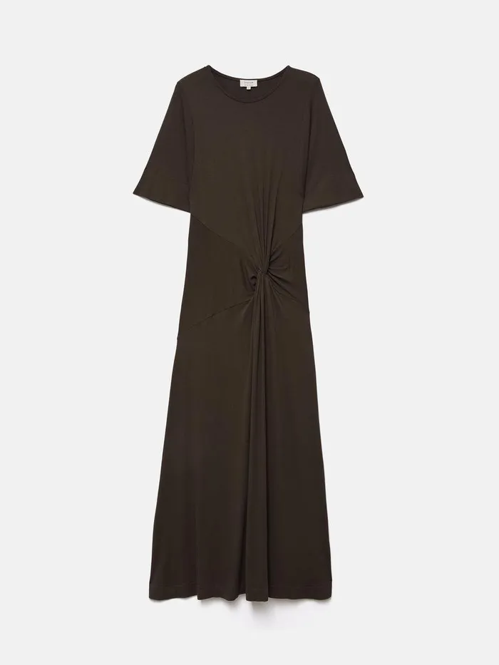 Shop Twist Front Dress Brown Jigsaw Dresses and Jumpsuits