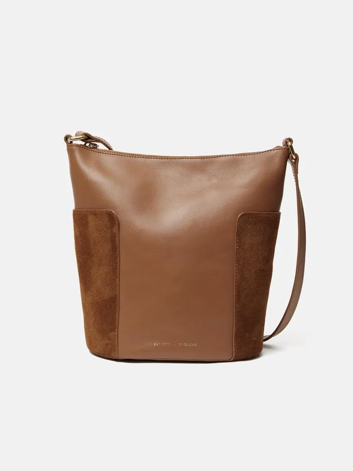 Shop York Slouchy Bucket Bag Tan Jigsaw Leather