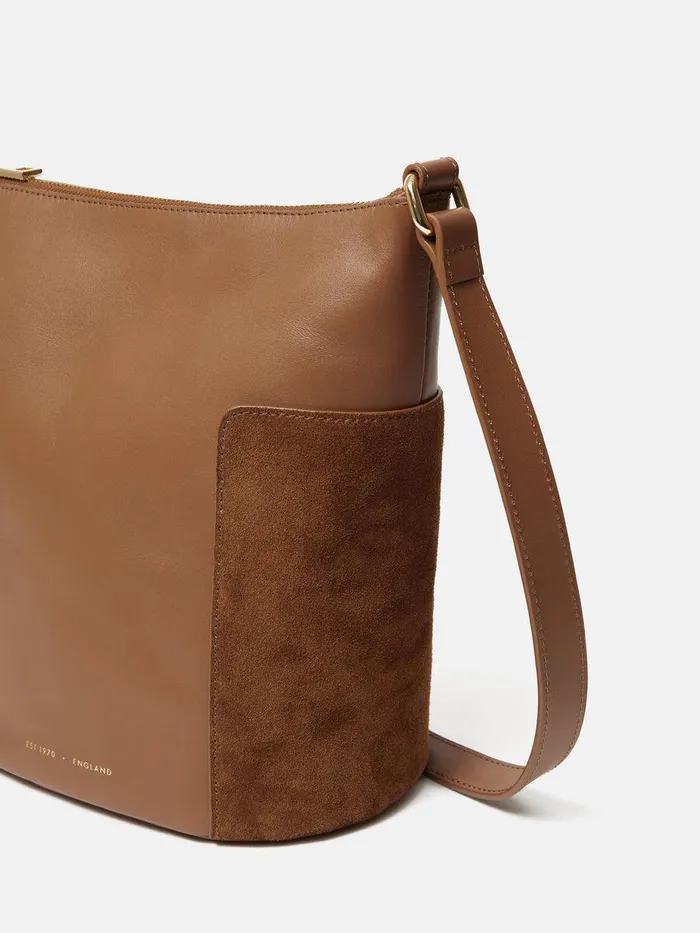 Shop York Slouchy Bucket Bag Tan Jigsaw Leather