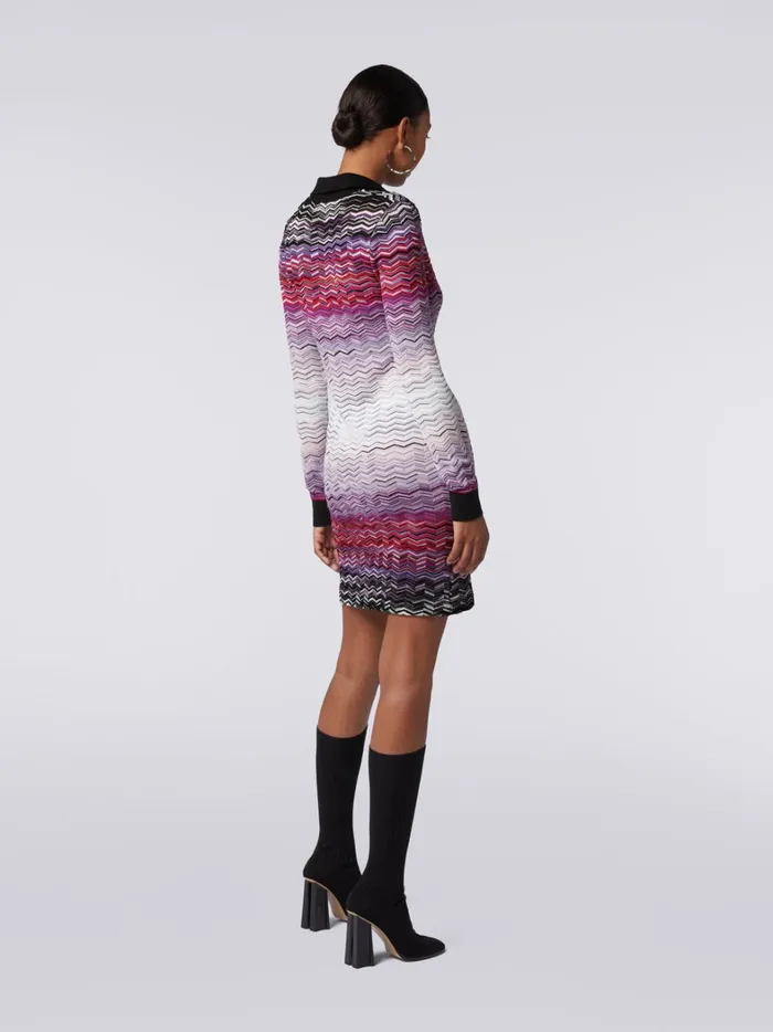 Short Dgrad Chevron Dress With Collar Multicoloured Women Missoni Dresses Short Dgrad Chevron Dress With Collar Multicoloured Women Missoni Dresses