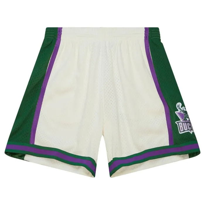 Shorts Men Mitchell and Ness Cream Swingman Shorts Milwaukee Bucks 2000