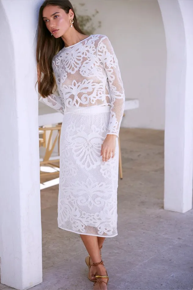 Skirts and Shorts Women MISA Los Angeles KORD SKIRT Embroidered Mesh