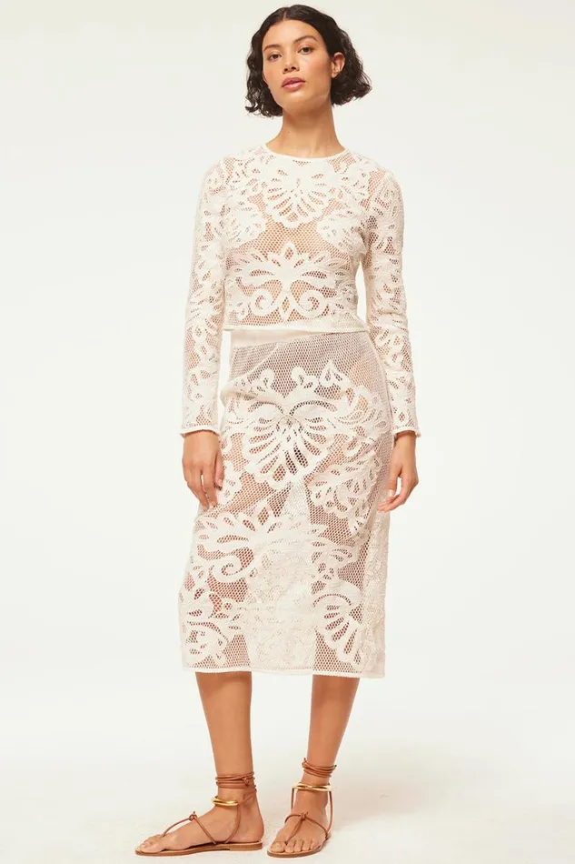 Skirts and Shorts Women MISA Los Angeles KORD SKIRT Embroidered Mesh