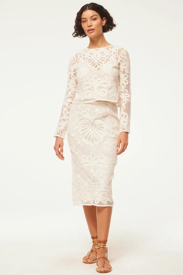 Skirts and Shorts Women MISA Los Angeles KORD SKIRT Embroidered Mesh