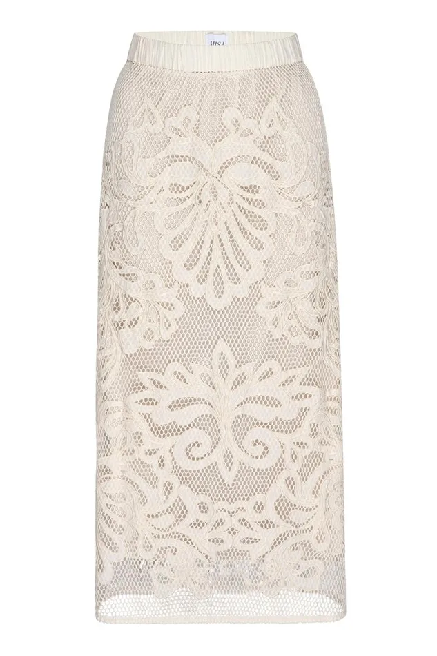 Skirts and Shorts Women MISA Los Angeles KORD SKIRT Embroidered Mesh