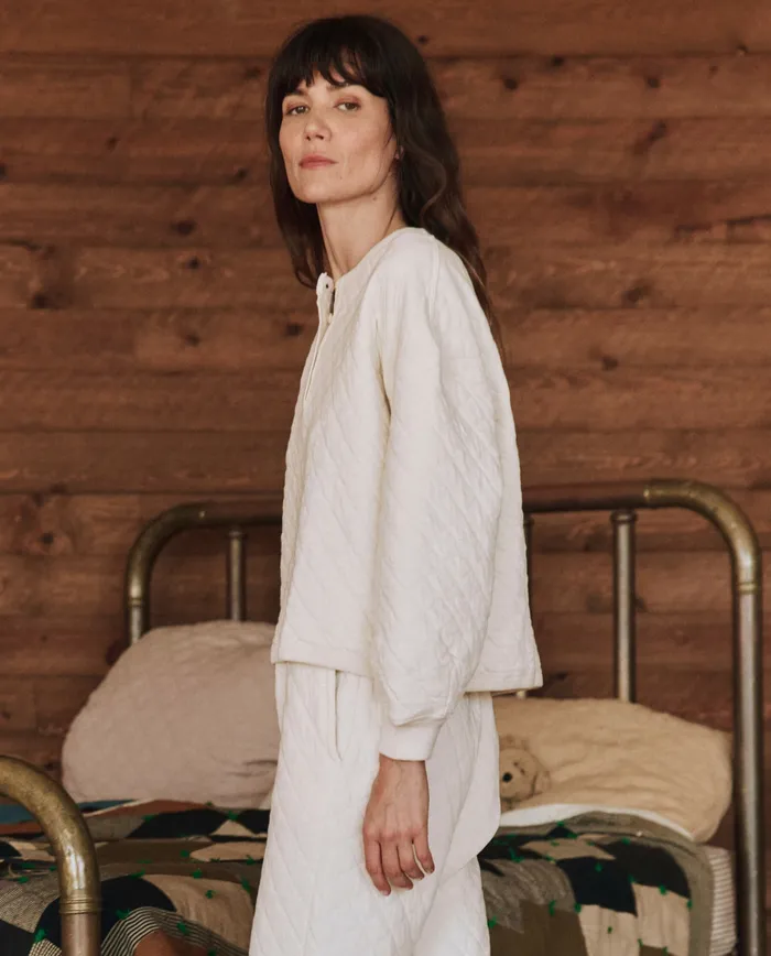 Sleep Tops The Great Women The Quilted Henley Sleep Sweatshirt Washed White Sleep Tops The Great Women The Quilted Henley Sleep Sweatshirt Washed White