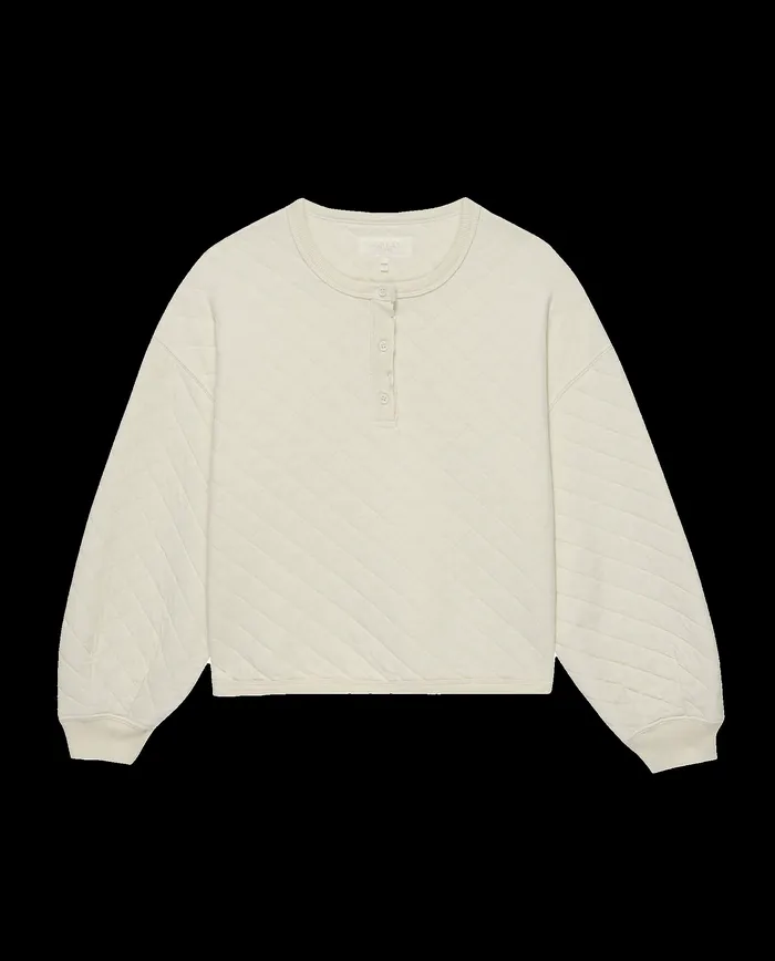 Sleep Tops The Great Women The Quilted Henley Sleep Sweatshirt Washed White Sleep Tops The Great Women The Quilted Henley Sleep Sweatshirt Washed White