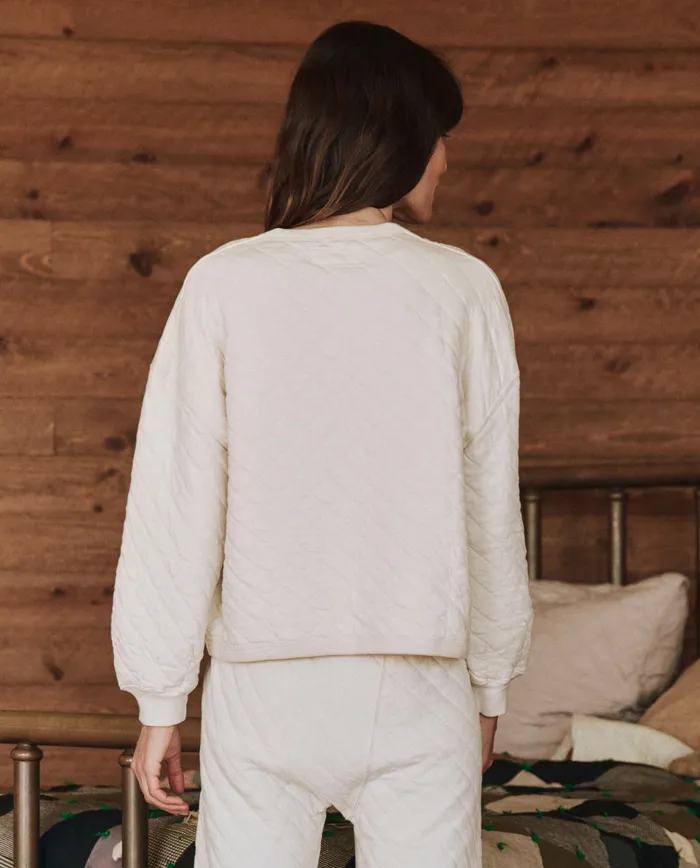 Sleep Tops The Great Women The Quilted Henley Sleep Sweatshirt Washed White Sleep Tops The Great Women The Quilted Henley Sleep Sweatshirt Washed White