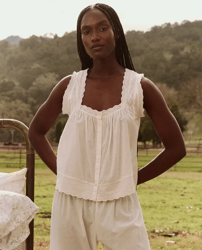 Sleep Tops Women The Eyelet Tank True White The Great