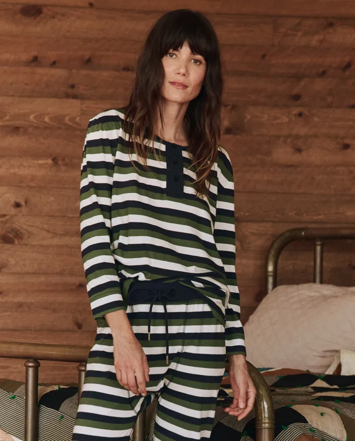 Sleep Tops Women The Great The Sleep Henley Winter Pine Stripe Sleep Tops Women The Great The Sleep Henley Winter Pine Stripe