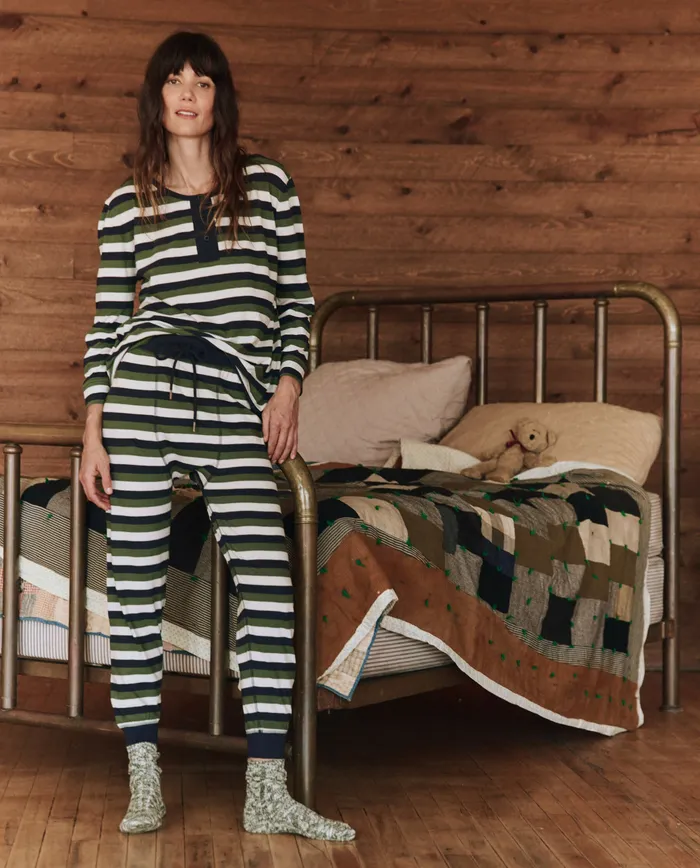 Sleep Tops Women The Great The Sleep Henley Winter Pine Stripe Sleep Tops Women The Great The Sleep Henley Winter Pine Stripe