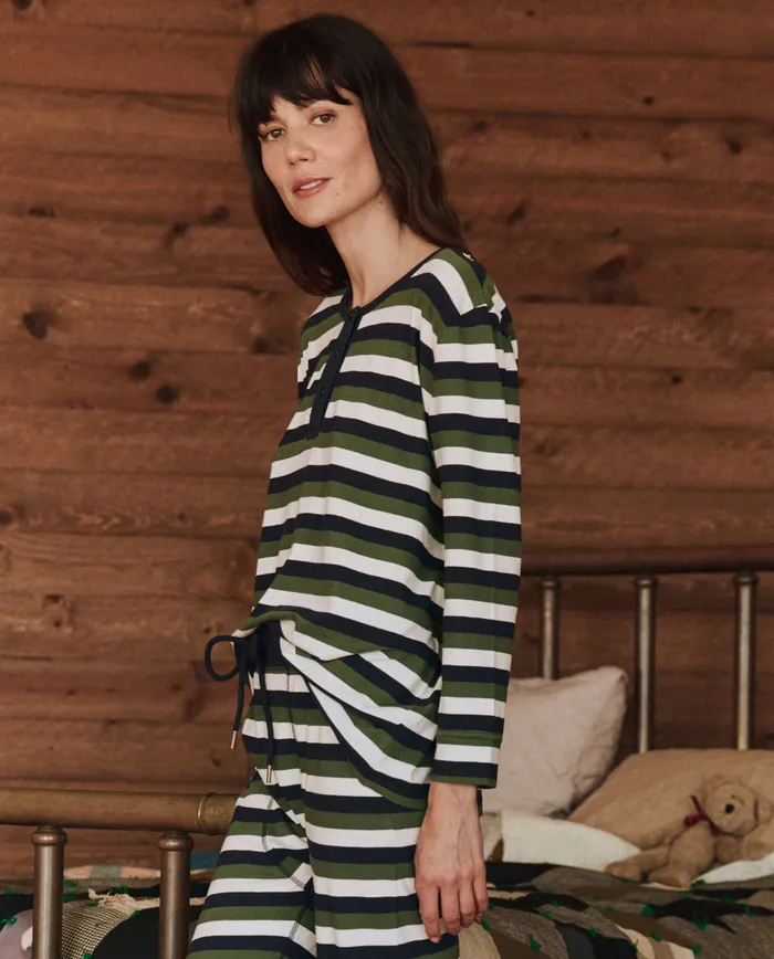 Sleep Tops Women The Great The Sleep Henley Winter Pine Stripe Sleep Tops Women The Great The Sleep Henley Winter Pine Stripe