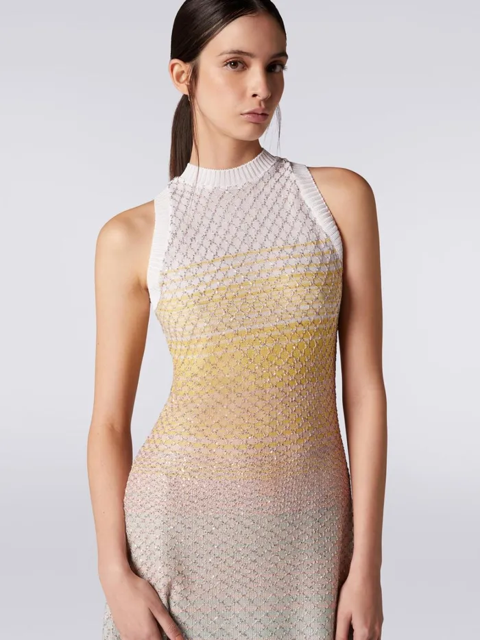 Sleeveless Mesh Dress With Sequins Multicoloured Women Missoni Dresses