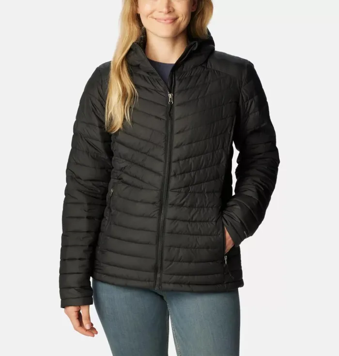 Slope Edge Hooded Jacket Black Womens Columbia Sportswear Insulated and Down