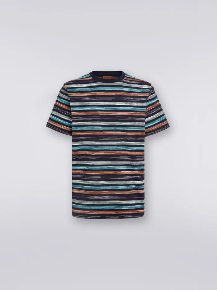 Slub Cotton Jersey CrewNeck TShirt Multicoloured Men Missoni Polos and Tshirts