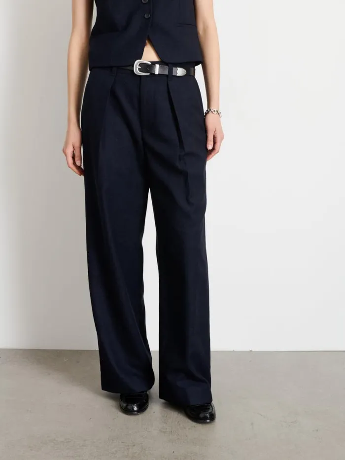 Soho Trouser In Wool Dark Navy Women Alex Mill Pants