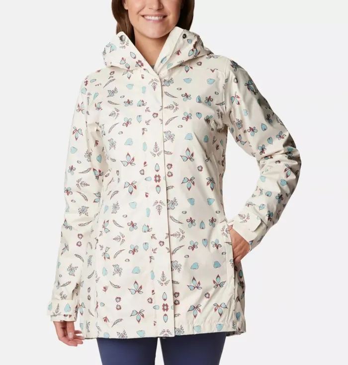 Splash A Little II Rain Jacket Chalk Cyanofrond Print Womens Columbia Sportswear Rain