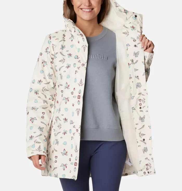 Splash A Little II Rain Jacket Chalk Cyanofrond Print Womens Columbia Sportswear Rain Splash A Little II Rain Jacket Chalk Cyanofrond Print Womens Columbia Sportswear Rain
