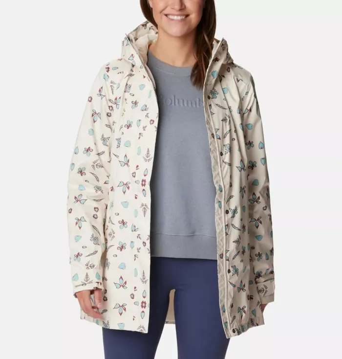 Splash A Little II Rain Jacket Chalk Cyanofrond Print Womens Columbia Sportswear Rain Splash A Little II Rain Jacket Chalk Cyanofrond Print Womens Columbia Sportswear Rain
