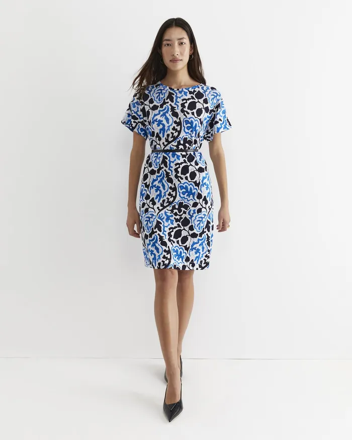 Sportscraft Dresses Women Nur Linen Dress Blue Multi