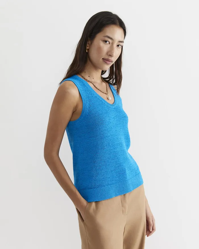 Sportscraft Knits and Cardigans Women Josie Tape Yarn Singlet Cove Blue