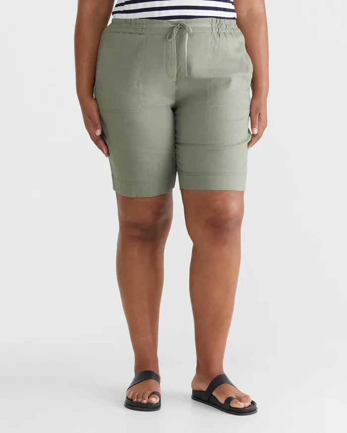 Sportscraft Plus Women Rosa Linen Short Khaki