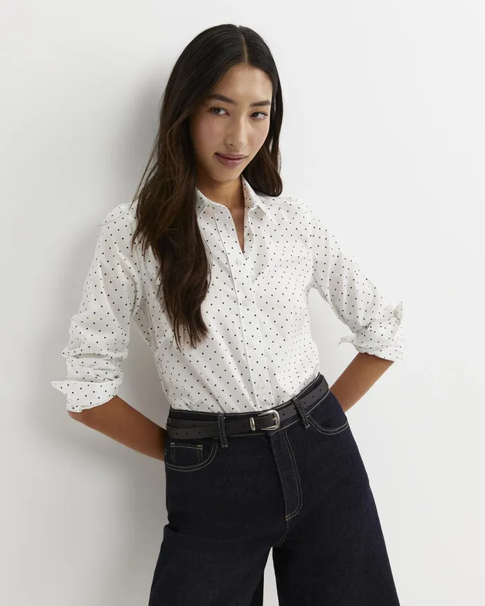 Sportscraft Shirts Women Spot Long Sleeve Lily Voile Shirt Whitenavy