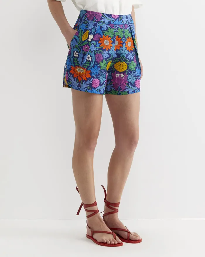 Sportscraft Shorts Women Standen Linen Liberty Short Blue Multi