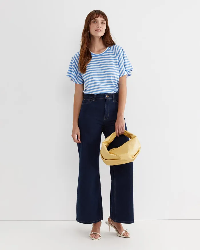Sportscraft Tops and Tees Women Flutter Short Sleeve Tee Whiteblue